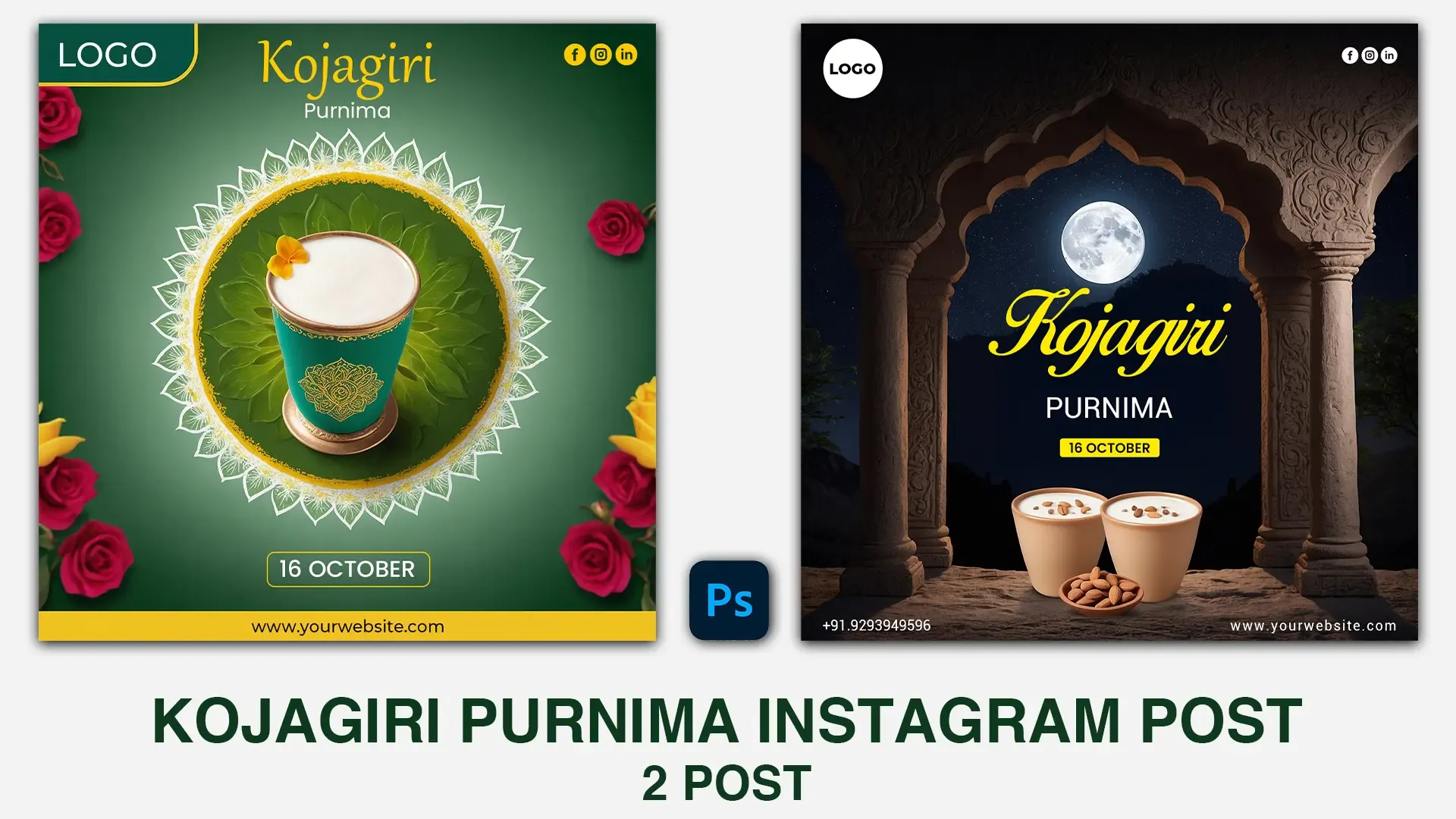 Happy Kojagiri Purnima Greetings Instagram Post Template